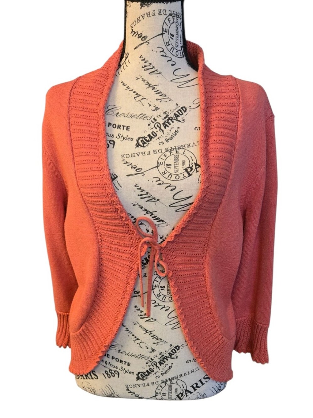 Nine West Coral Tie-Front Shawl Collar Cardigan